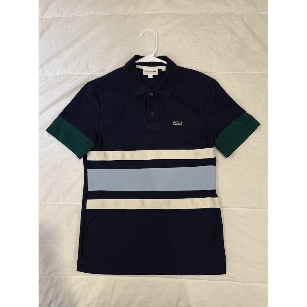 Lacoste Polo Shirt Mens Small Colorblock Slim Fit Short Sleeve Cotton